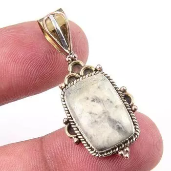 Натуральный драгоценный камень яшма 925 пробы, двухцветный кулон из стерлингового серебра 1,50 дюйма Z6b57