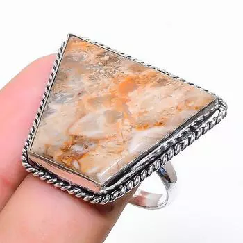 Натуральный драгоценный камень яшма из стерлингового серебра 925 пробы, размер 10 s8H02