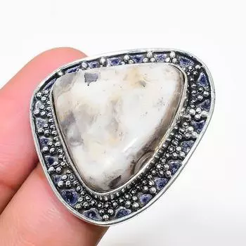 Натуральный драгоценный камень яшма из стерлингового серебра 925 пробы, размер 8 a4h00