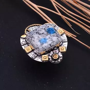 Натуральный драгоценный камень яшма K2 из стерлингового серебра 925 пробы, двухцветное подарочное кольцо, размер 9 M0L98