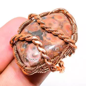 Натуральный драгоценный камень яшма птичий глаз, кольцо ручной работы из медной проволоки, размер 7,5, a4h48