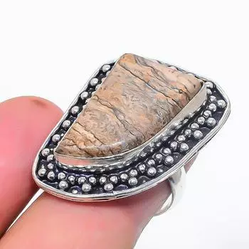 Натуральный драгоценный камень яшма, ювелирное кольцо из стерлингового серебра 925 пробы, размер 7 O9Z83