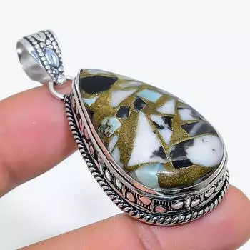 Натуральный драгоценный камень яшма зебры 925 пробы, серебряный ювелирный кулон 2,21 дюйма C0P03