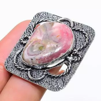 Натуральный драгоценный камень родохрозит из стерлингового серебра 925 пробы, подарочное кольцо, размер 11,5 d6H10