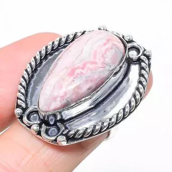 Натуральный драгоценный камень родохрозит из стерлингового серебра 925 пробы, подарочное кольцо, размер 7,5 I3m74