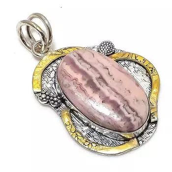 Натуральный драгоценный камень родохрозит, стерлинговое серебро 925 пробы, двухцветный кулон 2,05 дюйма m9v53