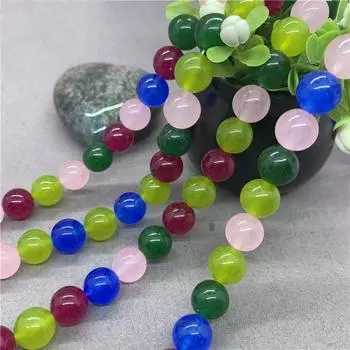 Натуральный драгоценный камень, семицветные разноцветные круглые бусины из халцедона, 4/6/8/10 мм, свободные бусины разных цветов 6mm-30pcs