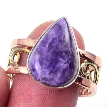 Натуральный драгоценный камень серафинит 925 пробы стерлингового серебра ювелирные изделия двухцветное кольцо S.10 m5A93