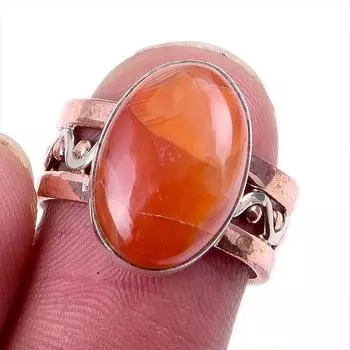 Натуральный драгоценный камень сердолик 925 пробы, серебряное ювелирное изделие, двухцветное кольцо, размер 6US N2j94