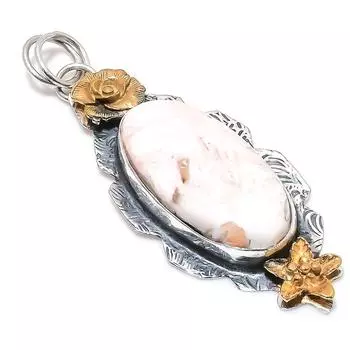 Натуральный драгоценный камень сколецит, двухцветная подвеска из стерлингового серебра 925 пробы, 2,92 дюйма, B0g53