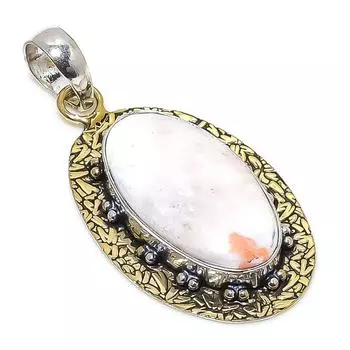 Натуральный драгоценный камень сколецит, стерлинговое серебро 925 пробы, двухцветный кулон 2,36 дюйма O1B97