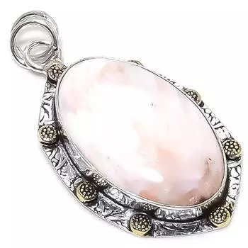 Натуральный драгоценный камень сколецит, стерлинговое серебро 925 пробы, двухцветный кулон 2,09 дюйма s9v52