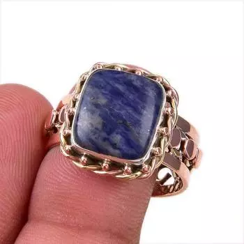 Натуральный драгоценный камень содалит, двухцветное кольцо из стерлингового серебра 925 пробы, размер 9,5 Z6g47