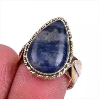 Натуральный драгоценный камень содалит двухцветное ювелирное кольцо из стерлингового серебра 925 пробы размер 7 T1B20