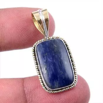 Натуральный драгоценный камень содалит из чистого серебра 925 пробы, двухцветный кулон 1,25 дюйма K5W53