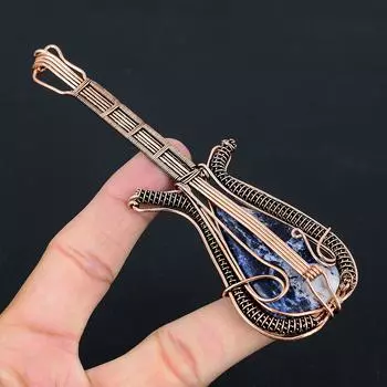 Натуральный драгоценный камень содалит, медная проволока ручной работы, подвеска для гитары 4,53 r4H44