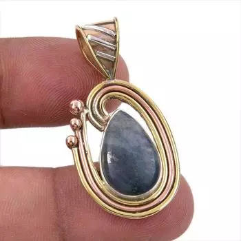 Натуральный драгоценный камень содалит, стерлинговое серебро 925 пробы, двухцветный кулон размером 1,50 дюйма l7D33