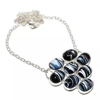 Натуральный драгоценный камень Sulemani Hakik из стерлингового серебра 925 пробы, ожерелье 18 дюймов Y7j47