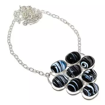 Натуральный драгоценный камень Sulemani Hakik из стерлингового серебра 925 пробы, ожерелье 18 дюймов v9e94