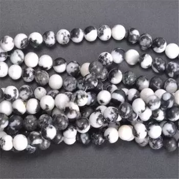 Натуральный драгоценный камень, свободная прокладка, черно-белые бусины из камня зебры, бусины из натурального камня, 4, 6, 8, 10 мм, бусины для изготовления ювелирных изделий 4mm-40pcs