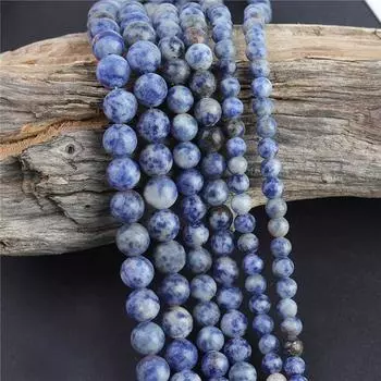 Натуральный драгоценный камень, свободные бусины из содалита, размер 4, 6, 8, 10 мм, круглые бусины для изготовления ювелирных изделий 4mm-40pcs