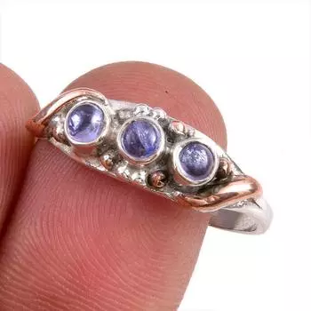 Натуральный драгоценный камень танзанит 925 чистое серебро ювелирное кольцо двухцветное размер 9.5 a9t28