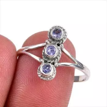 Натуральный драгоценный камень танзанит 925 чистое серебро ювелирное кольцо размер 10 V6w12