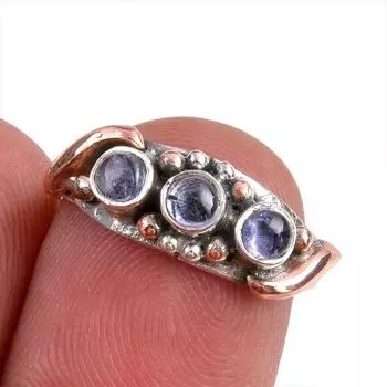 Натуральный драгоценный камень танзанит 925 чистое серебро ювелирное кольцо двухцветное размер 5.5 D9z17