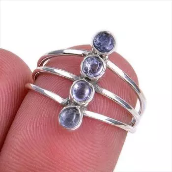 Натуральный драгоценный камень танзанит 925 чистое серебро ювелирное кольцо размер 6 O2m17