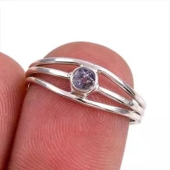 Натуральный драгоценный камень танзанит 925 пробы стерлинговое серебро ювелирное кольцо размер 6.5 S5g19