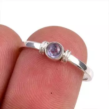 Натуральный драгоценный камень танзанит 925 пробы стерлинговое серебро ювелирное кольцо размер 6.5 l9w32