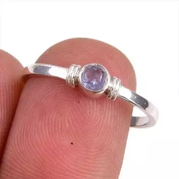 Натуральный драгоценный камень танзанит 925 пробы стерлинговое серебро ювелирное кольцо размер 7 w6f61
