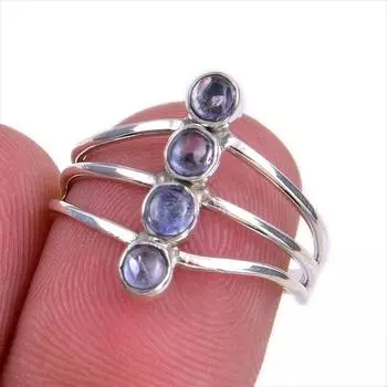 Натуральный драгоценный камень танзанит 925 пробы стерлинговое серебро ювелирное кольцо размер 7 Q9J46