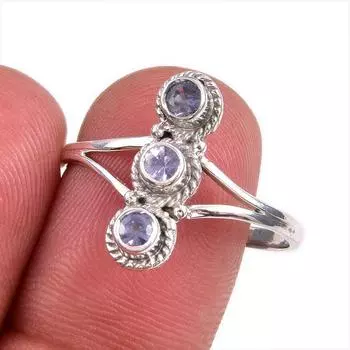 Натуральный драгоценный камень танзанит 925 пробы стерлинговое серебро ювелирное кольцо размер 10 T8R92