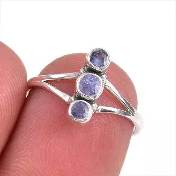 Натуральный драгоценный камень танзанит 925 пробы цельное ювелирное кольцо из стерлингового серебра размер 6 F6Y05