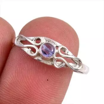 Натуральный драгоценный камень танзанит 925 пробы цельное ювелирное кольцо из стерлингового серебра размер 9 O6H45