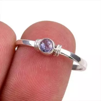 Натуральный драгоценный камень танзанит 925 пробы стерлинговое серебро ювелирное кольцо размер 9 Y8O52