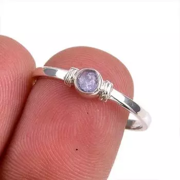 Натуральный драгоценный камень танзанит 925 пробы стерлинговое серебро ювелирное кольцо размер 5.5 d3a33