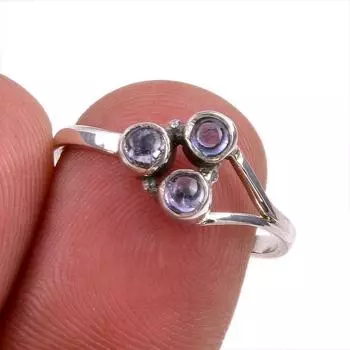 Натуральный драгоценный камень танзанит 925 пробы стерлинговое серебро ювелирное кольцо размер 8 L6t53