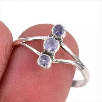 Натуральный драгоценный камень танзанит 925 пробы цельное ювелирное кольцо из стерлингового серебра размер 9 d1p73