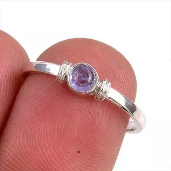 Натуральный драгоценный камень танзанит 925 пробы цельное ювелирное кольцо из стерлингового серебра размер 6 v8f52