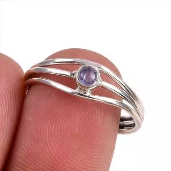 Натуральный драгоценный камень танзанит 925 пробы стерлинговое серебро ювелирное кольцо размер 8.5 A3r59