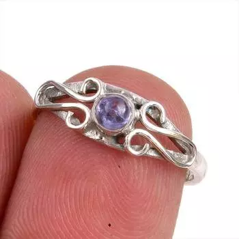 Натуральный драгоценный камень танзанит 925 пробы цельное ювелирное кольцо из стерлингового серебра размер 6 V7E02