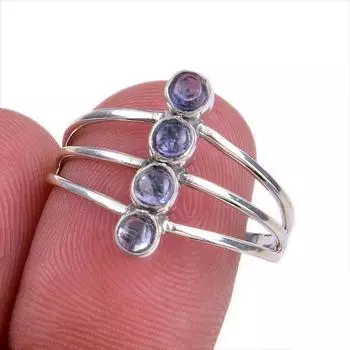 Натуральный драгоценный камень танзанит 925 пробы, ювелирное кольцо из стерлингового серебра, размер 9 q6o73