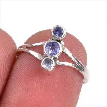 Натуральный драгоценный камень танзанит 925 пробы стерлинговое серебро ювелирное кольцо размер 6 M6l44
