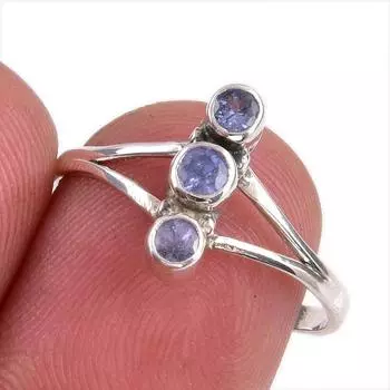 Натуральный драгоценный камень танзанит 925 пробы стерлинговое серебро ювелирное кольцо размер 8 z2T42
