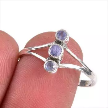 Натуральный драгоценный камень танзанит 925 пробы стерлинговое серебро ювелирное кольцо размер 10 K8a67