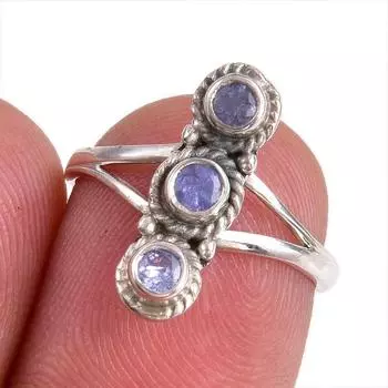 Натуральный драгоценный камень танзанит 925 пробы, ювелирное кольцо из стерлингового серебра, размер 6 t3t74