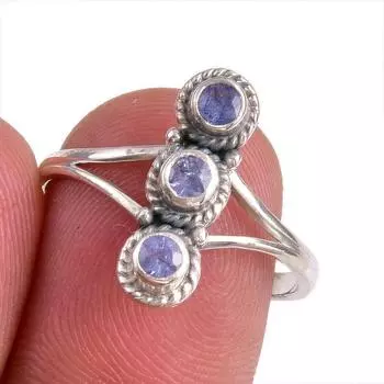 Натуральный драгоценный камень танзанит 925 пробы, ювелирное кольцо из стерлингового серебра, размер 8 t7n30