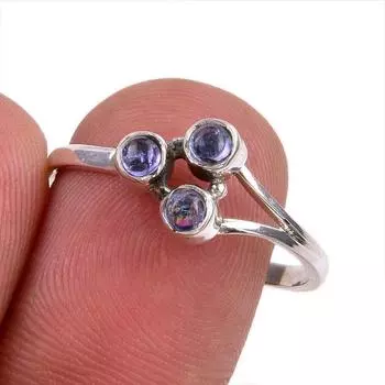 Натуральный драгоценный камень танзанит 925 пробы цельное ювелирное кольцо из стерлингового серебра размер 9 W6U21